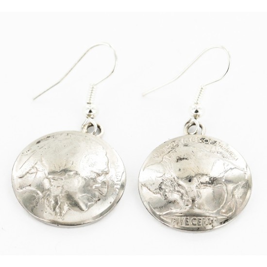 Certified Authentic Vintage Style Buffalo Nickels Handmade Navajo .925 Sterling Silver Nickel Dangle Native American Earrings 27187-3 All Products 27187-3 27187-3 (by LomaSiiva)