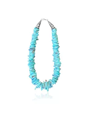 .925 Sterling Silver Certified Authentic Navajo Native American 1 strand Natural Turquoise Necklace Chain 35166 .925 Sterling Silver Certified Authentic Navajo Native American 1 strand Natural Turquoise Necklace Chain 35166