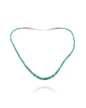 Chain .925 Sterling Silver Certified Authentic Navajo Native American 1 strand Natural Turquoise Necklace 35168 Chain .925 Sterling Silver Certified Authentic Navajo Native American 1 strand Natural Turquoise Necklace 35168