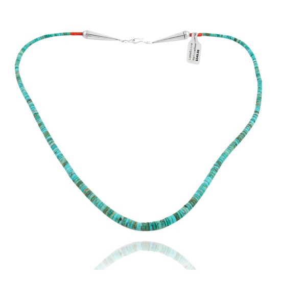 Chain .925 Sterling Silver Certified Authentic Navajo Native American 1 strand Natural Turquoise Necklace 35168 Necklaces & Pendants NB848909285595 35168 (by LomaSiiva)