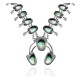 Squash Blossom .925 Sterling Silver Certified Authentic Navajo Native American Natural Turquoise Necklace 35169