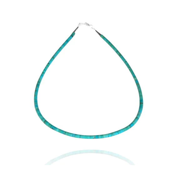 .925 Sterling Silver Certified Authentic Navajo Native American 1 strand Magnesite Necklace 35172 .925 Sterling Silver Certified Authentic Navajo Native American 1 strand Magnesite Necklace 35172