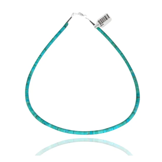 .925 Sterling Silver Certified Authentic Navajo Native American 1 strand Magnesite Necklace 35172 .925 Sterling Silver Certified Authentic Navajo Native American 1 strand Magnesite Necklace 35172