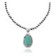 Leaf .925 Sterling Silver Certified Authentic Navajo Native American Natural Turquoise Necklace & Pendant 35174