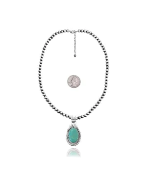 Leaf .925 Sterling Silver Certified Authentic Navajo Native American Natural Turquoise Necklace & Pendant 35174 Leaf .925 Sterling Silver Certified Authentic Navajo Native American Natural Turquoise Necklace & Pendant 35174