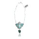 Flower Leaf .925 Sterling Silver Certified Authentic Navajo Native American Natural Turquoise Necklace 35175