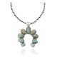 Squash Blossom .925 Sterling Silver Certified Authentic Navajo Native American Natural Turquoise Necklace Pendant 35185