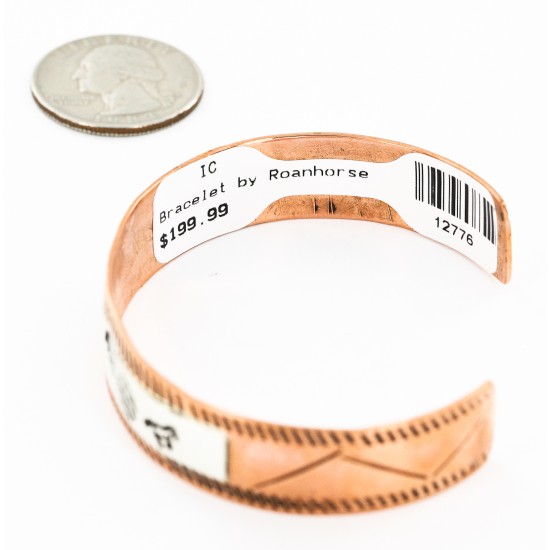 Handmade Feather Horse Certified Authentic Navajo Pure .925 Sterling Silver and Copper Native American Bracelet 12776