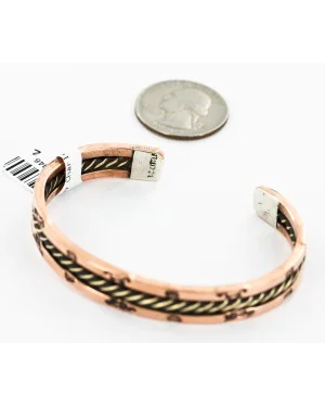 Handmade Horse Certified Authentic Navajo Pure Copper and Brass Native American Bracelet 12846-2