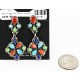 Certified Authentic Handmade Navajo .925 Sterling Silver Dangle Native American Earrings Natural Multicolor Stones 27161-1
