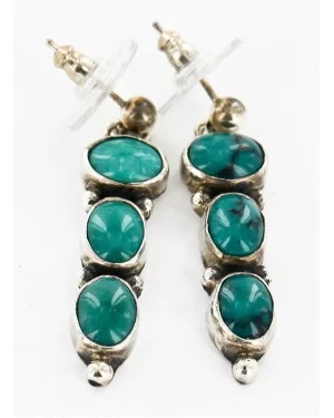 Certified Authentic Handmade Navajo .925 Sterling Silver Dangle Native American Earrings Natural Turquoise 27167-10 Certified Authentic Handmade Navajo .925 Sterling Silver Dangle Native American Earrings Natural Turquoise 27167-10
