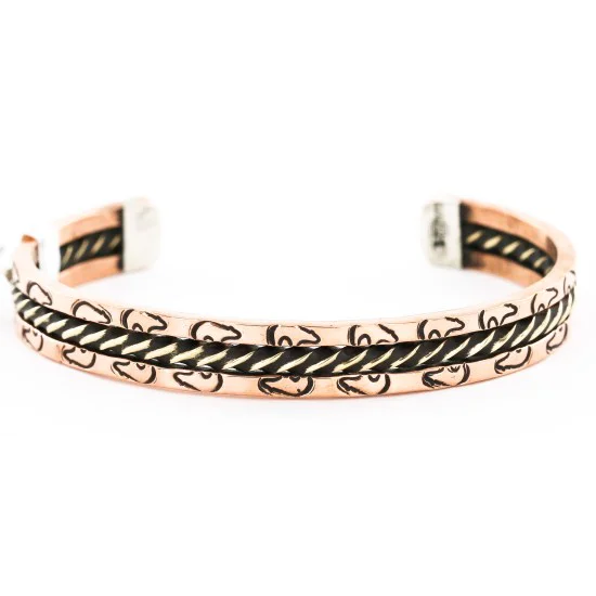 Navajo Handmade Bear Bracelet 12846-6 Copper and Brass