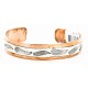 Handmade Feather Certified Authentic Navajo Pure .925 Sterling Silver and Copper Native American Bracelet 12770-00