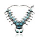 Squash Blossom .925 Sterling Silver Certified Authentic Navajo Native American Natural Turquoise Necklace 35188