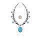 Squash Blossom .925 Sterling Silver Certified Authentic Navajo Native American Natural Turquoise Necklace 35190 Necklaces & Pendants NB848909285617 35190 (by LomaSiiva)