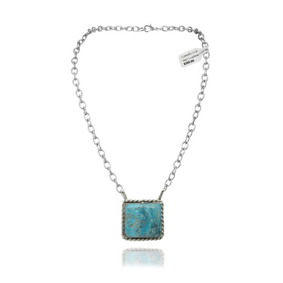 Delicate .925 Sterling Silver Certified Authentic Navajo Native American Natural Turquoise Necklace Pendant 35191 Necklaces & Pendants NB848909285618 35191 (by LomaSiiva)