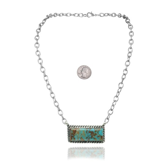 Delicate .925 Sterling Silver Certified Authentic Navajo Native American Natural Turquoise Necklace Pendant 35192 Delicate .925 Sterling Silver Certified Authentic Navajo Native American Natural Turquoise Necklace Pendant 35192