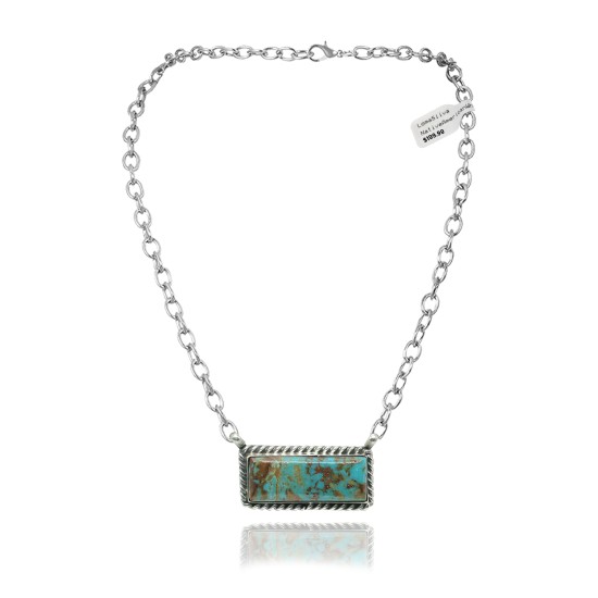 Delicate .925 Sterling Silver Certified Authentic Navajo Native American Natural Turquoise Necklace Pendant 35192 Delicate .925 Sterling Silver Certified Authentic Navajo Native American Natural Turquoise Necklace Pendant 35192