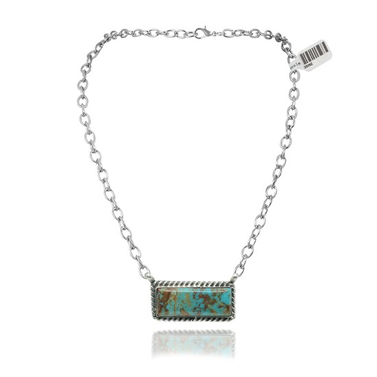 Delicate .925 Sterling Silver Certified Authentic Navajo Native American Natural Turquoise Necklace Pendant 35192 Delicate .925 Sterling Silver Certified Authentic Navajo Native American Natural Turquoise Necklace Pendant 35192