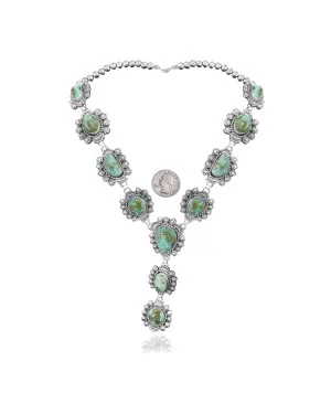 Elegant .925 Sterling Silver Certified Authentic Navajo Native American Natural Turquoise Necklace 35197 Elegant .925 Sterling Silver Certified Authentic Navajo Native American Natural Turquoise Necklace 35197