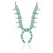 Squash Blossom .925 Sterling Silver Certified Authentic Navajo Native American Natural Turquoise Necklace 35198