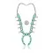 Squash Blossom .925 Sterling Silver Certified Authentic Navajo Native American Natural Turquoise Necklace 35198