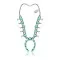 Squash Blossom .925 Sterling Silver Certified Authentic Navajo Native American Natural Turquoise Necklace 35198