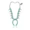 Squash Blossom .925 Sterling Silver Certified Authentic Navajo Native American Natural Turquoise Necklace 35198