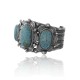 Sun .925 Sterling Silver Certified Authentic Navajo Native American Natural Turquoise Cuff Bracelet 32109