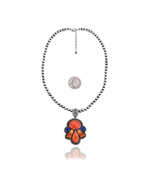 Squash Blossom .925 Sterling Silver Certified Authentic Navajo Native American Lapis Spiny Oyster Necklace 35200 Squash Blossom .925 Sterling Silver Certified Authentic Navajo Native American Lapis Spiny Oyster Necklace 35200