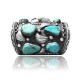 Huge .925 Sterling Silver Certified Authentic Navajo Native American Natural Turquoise Cuff Bracelet 32114
