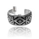 Detailed .925 Sterling Silver Certified Authentic Navajo Native American Overlay Cuff Bracelet 32120