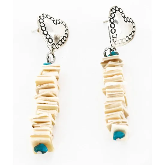 Certified Authentic Handmade Heart Navajo .925 Sterling Silver Dangle Native American Earrings Natural Turquoise Spiny Oyster 18032-3 Certified Authentic Handmade Heart Navajo .925 Sterling Silver Dangle Native American Earrings Natural Turquoise Spiny Oyster 18032-3