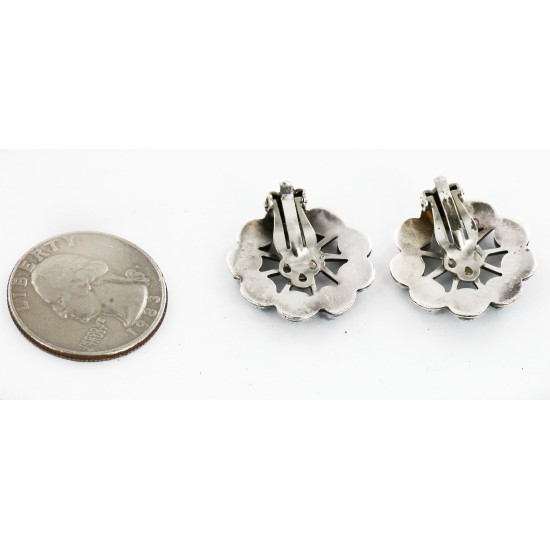 Certified Authentic Handmade Navajo .925 Sterling Silver Clip Native American Earrings Natural Turquoise 17488 Certified Authentic Handmade Navajo .925 Sterling Silver Clip Native American Earrings Natural Turquoise 17488