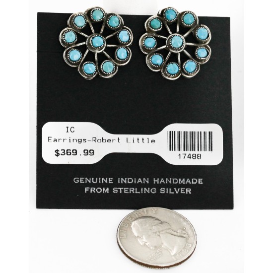 Certified Authentic Handmade Navajo .925 Sterling Silver Clip Native American Earrings Natural Turquoise 17488 Certified Authentic Handmade Navajo .925 Sterling Silver Clip Native American Earrings Natural Turquoise 17488