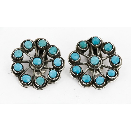 Certified Authentic Handmade Navajo .925 Sterling Silver Clip Native American Earrings Natural Turquoise 17488 Certified Authentic Handmade Navajo .925 Sterling Silver Clip Native American Earrings Natural Turquoise 17488