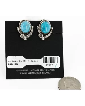 Certified Authentic Handmade Navajo .925 Sterling Silver Clip Native American Earrings Natural Turquoise 27167-1 Certified Authentic Handmade Navajo .925 Sterling Silver Clip Native American Earrings Natural Turquoise 27167-1