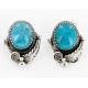Certified Authentic Handmade Navajo .925 Sterling Silver Clip Native American Earrings Natural Turquoise 27167-1