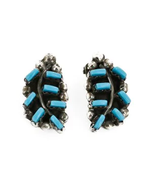 Certified Authentic Handmade Zuni .925 Sterling Silver Clip Native American Earrings Natural Turquoise 14646 Certified Authentic Handmade Zuni .925 Sterling Silver Clip Native American Earrings Natural Turquoise 14646