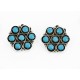 Certified Authentic Handmade Zuni .925 Sterling Silver Clip Native American Earrings Natural Turquoise 17785
