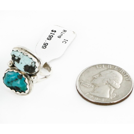 .925 Sterling Silver Handmade Navajo Natural Turquoise Ring 16982-3