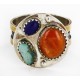 12kt Gold Filled 925 Sterling Silver Handmade Certified Authentic Navajo Natural Multicolor Stones Native American Ring  12690-3