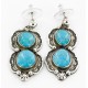 Certified Authentic Handmade Navajo .925 Sterling Silver Natural Turquoise Native American Dangle Earrings 27163-4