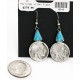 Certified Authentic Handmade Vintage Style Buffalo Nickels Navajo .925 Sterling Silver Dangle Native American Earrings Natural Turquoise 18018