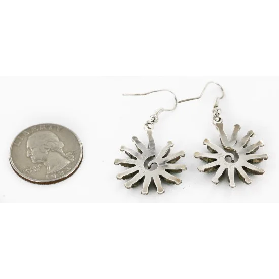 Certified Authentic Handmade Zuni Petit Point .925 Sterling Silver Dangle Native American Earrings Natural Turquoise 27119 Certified Authentic Handmade Zuni Petit Point .925 Sterling Silver Dangle Native American Earrings Natural Turquoise 27119
