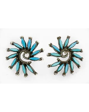 Certified Authentic Handmade Zuni Petit Point .925 Sterling Silver Stud Native American Earrings Natural Turquoise 27125 Certified Authentic Handmade Zuni Petit Point .925 Sterling Silver Stud Native American Earrings Natural Turquoise 27125