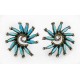 Certified Authentic Handmade Zuni Petit Point .925 Sterling Silver Stud Native American Earrings Natural Turquoise 27125