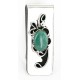 Handmade Certified Authentic Navajo Nickel and .925 Sterling Silver Natural Turquoise Native American Money Clip 11238-6