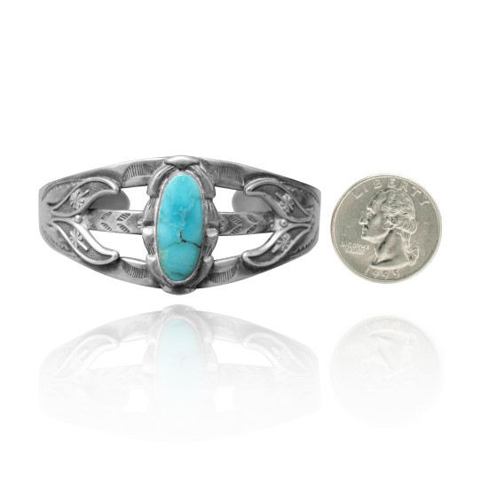 Wave .925 Sterling Silver Certified Authentic Navajo Native American Natural Turquoise Cuff Bracelet 32125 All Products NB15122312972 32125 (by LomaSiiva)