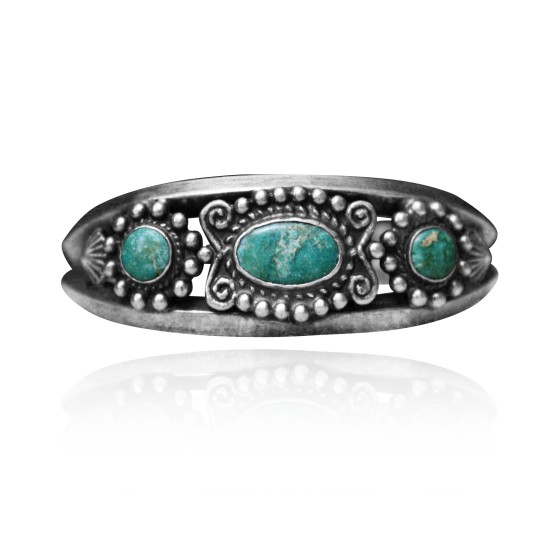 Beveled Edge .925 Sterling Silver Certified Authentic Navajo Native American Natural Turquoise Cuff Bracelet 32128 All Products NB15122312975 32128 (by LomaSiiva)